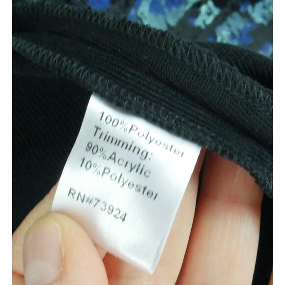 Ming Wang XS Jacket Career Blazer Artsy Blue Print Mixed Media Open Elegant - Picture 5 of 8